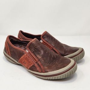 Merrell Womens Skynight Burnt Red Leather Slip On Sneakers Shoes Size 7 Comfort